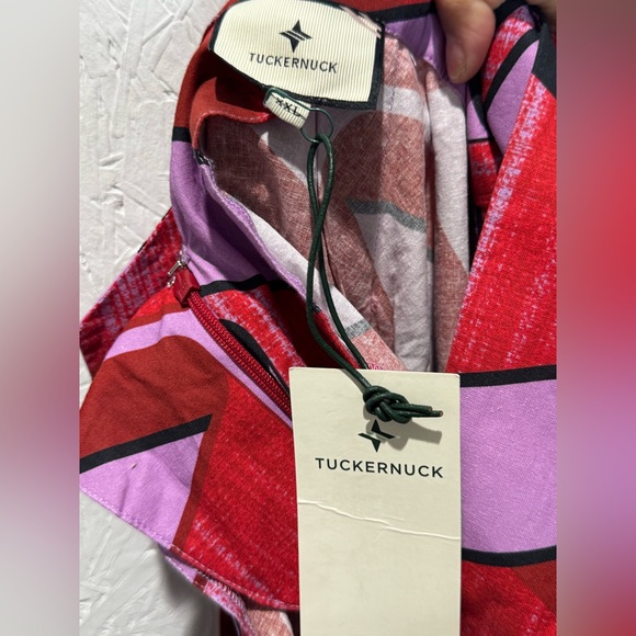 Tuckernuck NEW Weslen Red Purple Preppy Bow Ruffle Party Mini Dress Size XXL - Picture 4 of 4